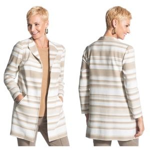 CHICO'S MODERN STRIPED DUSTER JACKET
